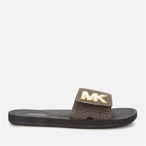 black michael kors slides|Michael Kors slides with studs.